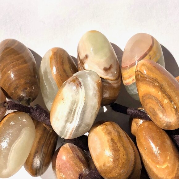 pair of grape clusters natural polished agate stones brown rock fruit AS IS - Picture 4 of 9